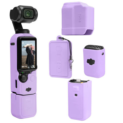Picture of TYUANDOUER Pocket 3 Case, Soft Silicone Protective Case Cover Compatible with DJI Osmo Pocket 3 Creator Combo, Lightweight Osmo Pocket 3 Screen Protector Grip Cover Accessories - Purple