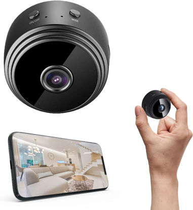 Picture of Mini Smart WiFi Camera 1080P Wireless Home Security Surveillance Car Tiny Nanny Cam, Small Portable Dog Pet Baby Cameras for Indoor Outdoor Black