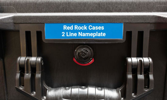 Picture of Customizable Laser Engraved Nameplate for Apache 5800 Cases - Blue Nameplate with White Lettering