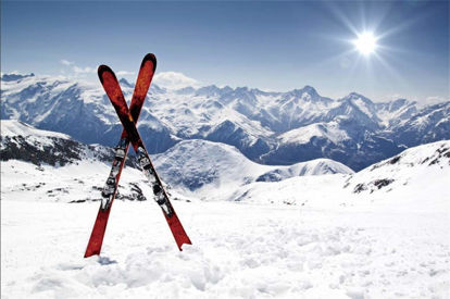 Picture of Leyiyi 6x4ft Skiing Board on Mountain Top Backdrop Winter Leisure Games Snow Covered White World Outdoor Adventure Photography Background Merry Christmas New Year Photo Studio Prop Vinyl Wallpaper