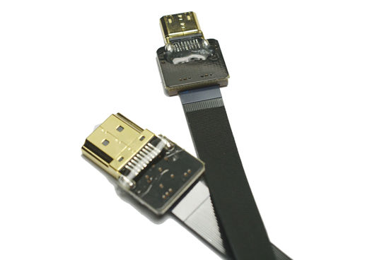 Picture of Slim FPV Flat HDMI Cable Mini Male HDMI Straight to Standard HDMI Full HDMI Normal HDMI Straight HDMI Male for rig Gimbal Canon 5D3 5D2, panasonic lumix GH3 GH2, Sony nex 5N 5T 5R 7N 5CM Black (20CM)
