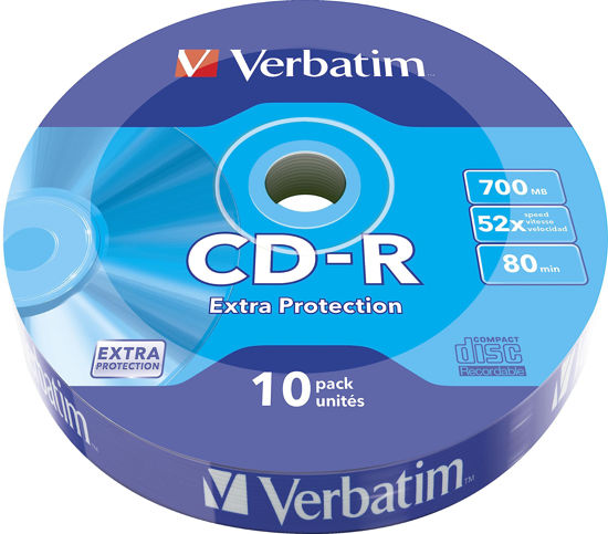 Picture of Verbatim CD-R Extra Protection 700MB CD Blanks - Ideal for Photo and Video Recording - Compatible with Any Conventional CD Drive - Pack of 10 Spindle