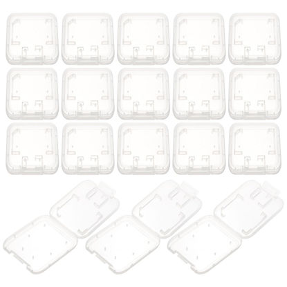 Picture of SOLUSTRE 24pcs Memory Card Storage Box Plastic Organizer Box Clear Container with Lid to Go Containers with Lids Single Sdxc Cards Holder Transparent Cards Container Camera Transparent