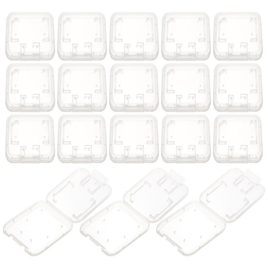 Picture of SOLUSTRE 24pcs Memory Card Storage Box Plastic Organizer Box Clear Container with Lid to Go Containers with Lids Single Sdxc Cards Holder Transparent Cards Container Camera Transparent