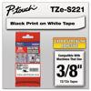 Picture of Brother P-Touch TZES221 TZe Extra-Strength Adhesive Laminated Labeling Tape, 3/8-Inch w, Black on White