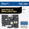 Picture of Brother Genuine P-Touch TZE-344 Tape, 3/4" (0.7 mm) Standard Laminated P-Touch Tape, Gold on Black, Laminated for Indoor or Outdoor Use, Water-Resistant, 26.2 ft (8 m), Single-Pack