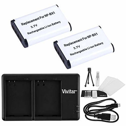 Picture of 2-Pack NP-BX1 High-Capacity Replacement Battery with Rapid Dual Charger for Select Sony Digital Cameras - UltraPro Bundle Includes: Camera Cleaning Kit, Camera Screen Protector, Mini Travel Tripod