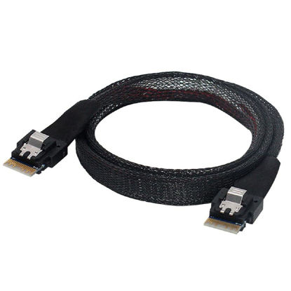 Picture of Cablecc PCI-E Slimline SAS 4.0 SFF-8654 4i 38pin Host to SFF-8654 Slim SAS Target Cable 50cm