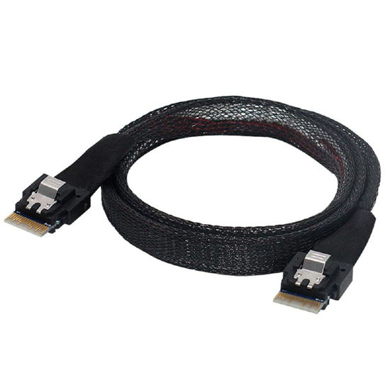 Picture of Cablecc PCI-E Slimline SAS 4.0 SFF-8654 4i 38pin Host to SFF-8654 Slim SAS Target Cable 50cm