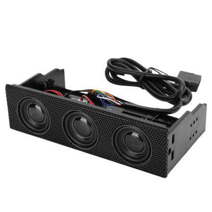 Picture of wendeekun PC Front Panel Media Dashboard, PC Front Panel Speaker Stereo Surround Computer Case Builtin Mic Loudspeaker 5.25in Computer Case Front Bay