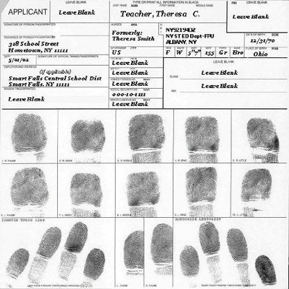 Picture of 3 X Fingerprint Cards, Applicant FD-258, 5 Pack