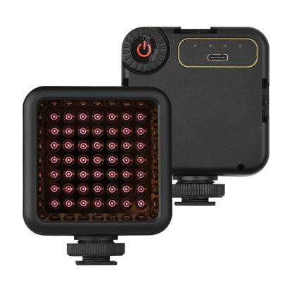 Picture of QIUNI IR49S Mini IR Night Vision Light Infrared Photography Light for Video Camera Camcorder Built-in Rechargeable Battery with 3 Cold Shoe Mount for Vlog Video Recording