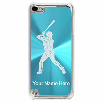 Picture of Case Compatible with iPod Touch 5th/6th/7th Generation, Baseball Player 2, Personalized Engraving Included (Light Blue)
