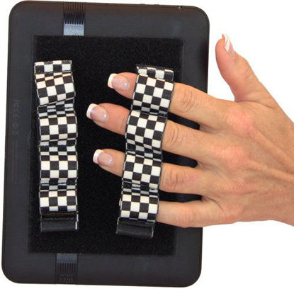 Picture of LAZY-HANDS 4-Loop Grips (x2 Grips) for e-Readers - FITS Most (Black & White Checkers)