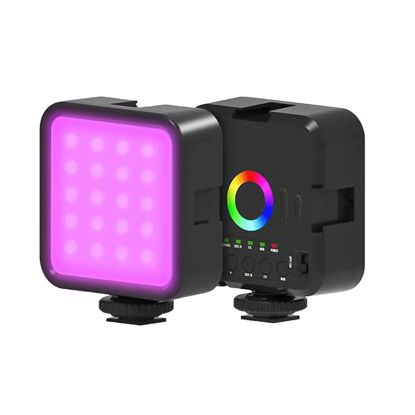 Picture of Andoer RGB Video Lights, LED Camera Light Mini Photography Lamp Dimmable LED Light Portable Vlog Light with 1200mAh Battery USB Charging Port 3 Cold Shoes 70 LED Beads 3000K-9000K Color Temperature