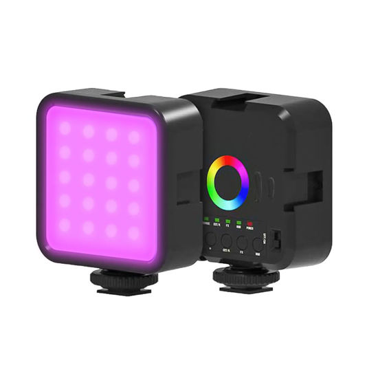 Picture of Andoer RGB Video Lights, LED Camera Light Mini Photography Lamp Dimmable LED Light Portable Vlog Light with 1200mAh Battery USB Charging Port 3 Cold Shoes 70 LED Beads 3000K-9000K Color Temperature