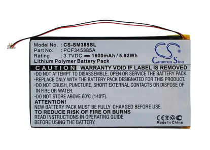Picture of Estry 1600mAh Battery Replacement for Y910 Napster MP3 Player PMPSGY910 YP106G PCF345385A
