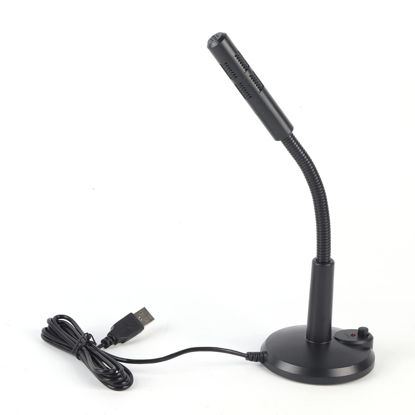 Picture of USB Computer Microphone, Plug &Play Desktop Omnidirectional Condenser PC Laptop Mic, Mute Button Mini Gooseneck Microphone for Gaming Singing Streaming Recording