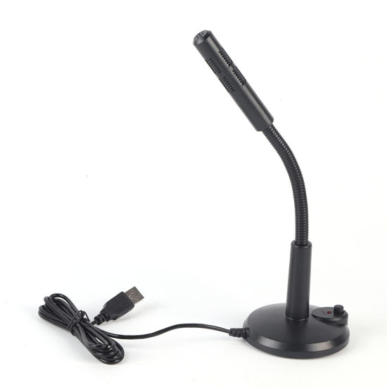 Picture of USB Computer Microphone, Plug &Play Desktop Omnidirectional Condenser PC Laptop Mic, Mute Button Mini Gooseneck Microphone for Gaming Singing Streaming Recording