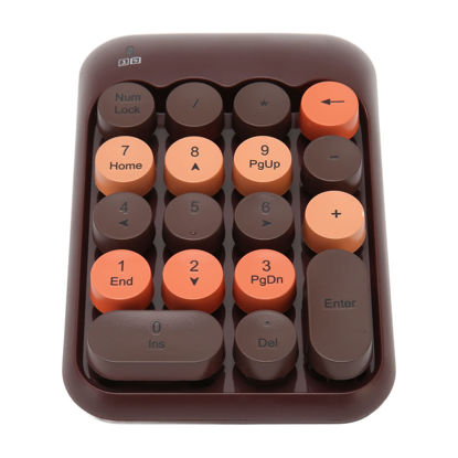 Picture of 2.4Ghz Numeric Keypad, 18 Keys Mini Numeric Keypad, Vintage Color Keyboard and Round Keycaps, with USB Receiver for PC, Desktop and Laptop (Coffee Color)