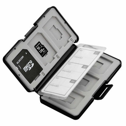 Picture of Elecom CMC-SDCPP12BK Memory Card Case, SD Case, Plastic, Holds 6 SD + 6 Micro SDs, Black