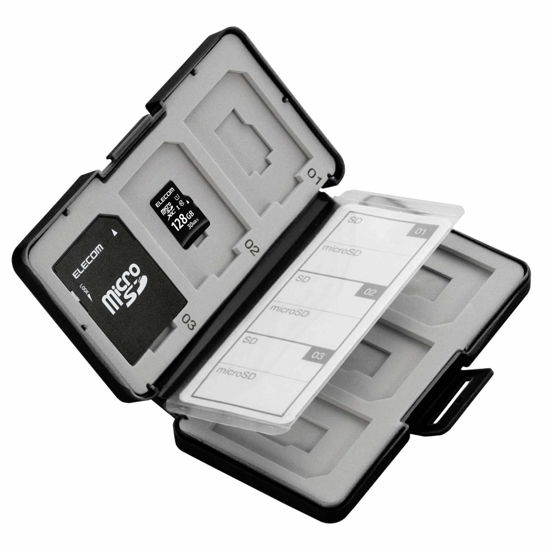 Picture of Elecom CMC-SDCPP12BK Memory Card Case, SD Case, Plastic, Holds 6 SD + 6 Micro SDs, Black