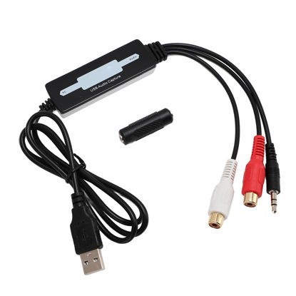 Picture of USB Card, Professional Left and Right Channel Stereo Sound Device with Audacity Editing Software, Compact Sound Card for CD Record Tape