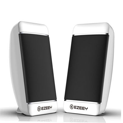 Picture of Mobestech Computer Speakers 2pcs Portable Notebookwhite Wired Sound Powered Speakers for Desktop Mini Speaker Multimedia Loudspeaker USB Stereo Computer Laptop White Portable Speakers