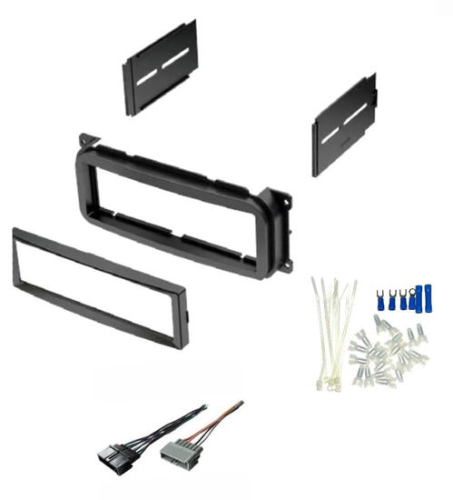 Picture of Single Din Car Stereo Radio Kit, Wire Harness, and Install Parts -Made for Some Chrysler Dodge Jeep: 1999-2001 Grand Cherokee, 2001 PT Cruiser/Sebring/Voyager/Dakota/Durango/Stratus + More