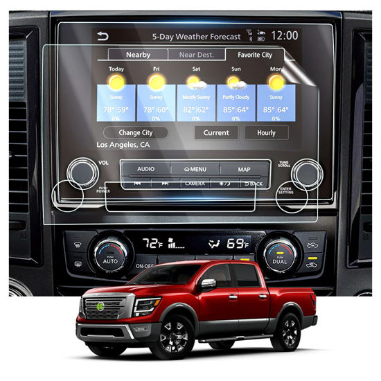 Picture of Ruiya Screen Protector for 2020+ Nissan Titan 8/9 Inch GPS Infotainment Touchscreen Nissan Titan 2020-2023 Accessories 2PCS TPU Plastic Protector Compatible with 2020 2021 2022 2023 Nissan Titan