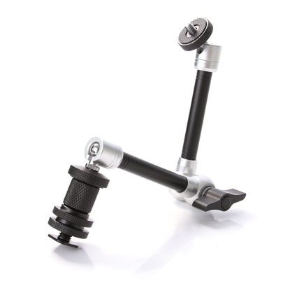 Picture of Fotga 11" 2KG/4.4lb Load Adjustable Friction Articulating Magic Arm Friction Arm for DSLR Camera Monitor LED Light Microphone Camera Cage (Silver&Black, 11")