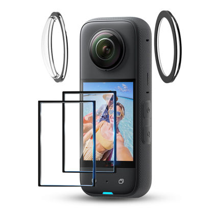 Picture of For Insta360 ONE X3 Sticky Lens Guards Screen Protector Set,Lens Protector Cap Cover+Tempered Glass Screen Protector Film for Insta 360 X3 Action Camera Accessories