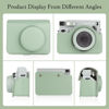 Picture of Rieibi Camera Case Compatible with Instax Wide 400，Carrying Case for Fujifilm Instax Wide 400 Instant Camera，Retro PU Leather Camera Bag，Protective Case With Shoulder Strap - Green