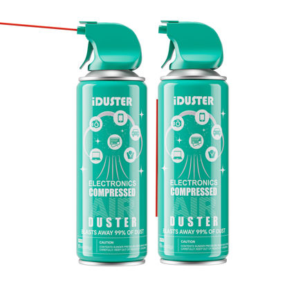 Picture of iDuster Compressed Canned Air Duster 152a - Computer Keyboard Cleaner Air Spray, 2 Count
