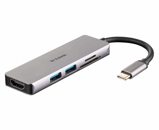 Picture of D-Link USB C Hub 5-in-1 with HDMI & SD & microSD Card Reader, 2 USB 3.0 Ports, 1 SD microSD Dual Card Reader, 1 HDMI 4K Port, MAC Windows Linux (DUB-M530-US)