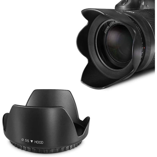 Picture of MOSTOS ; Brings Superior® || 55mm Camera Lens Hood || 55mm Lens Hood Compatible with Nikon D3400 D3500 D5500 D5600 D7500 DSLR Camera with AF-P DX 18-55mm f/3.5-5.6G VR Lens and More