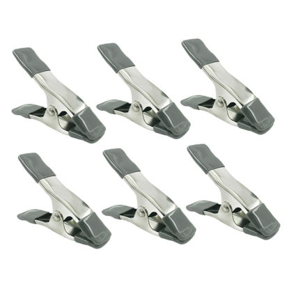 Picture of HONMEET 6pcs 4 Clip Heavy Duty Backdrop Stand Photo Studio Clamp Wood Working Clips Studio Backdrop Clips Clip for Reflectors Backdrop Clips for Photography Clip for Studio Linoleum Grey