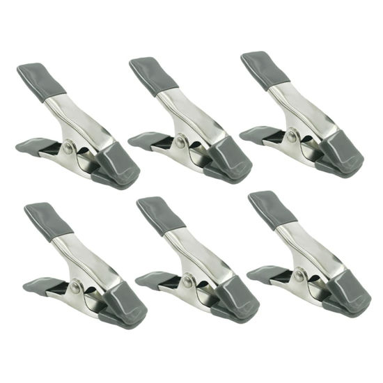 Picture of HONMEET 6pcs 4 Clip Heavy Duty Backdrop Stand Photo Studio Clamp Wood Working Clips Studio Backdrop Clips Clip for Reflectors Backdrop Clips for Photography Clip for Studio Linoleum Grey