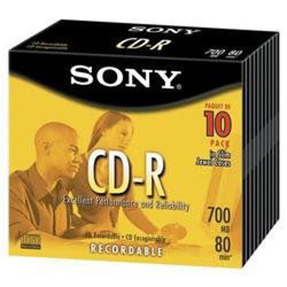 Picture of Sony 48x CD-R Media - 700 MB - 120mm Standard - 10 Pack Slimline Jewel Case