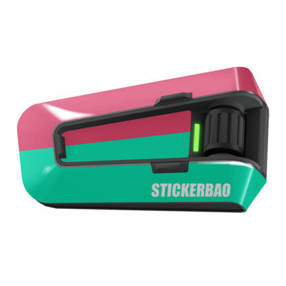 Picture of MC MOTOPARTS Headsets Decal Protection Cover Sticker x2 TT002 Pink Green Compatible with Cardo Packtalk Edge