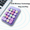 Picture of Ouleevii Wireless Number Keypad 18 Keys, 2.4G Portable Cute Numeric Keyboard with USB Receiver for Laptop, Notebook,PC,Computer (Purple)