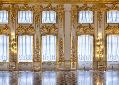 Picture of BELECO Luxurious Palace Backdrop Fabric 7x5ft European Palace Wall Royal Castle Golden Hall Catherine Palace Interior Ballroom Background Wedding Photography Portrait Photoshoot Studio Props