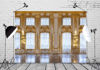 Picture of BELECO Luxurious Palace Backdrop Fabric 7x5ft European Palace Wall Royal Castle Golden Hall Catherine Palace Interior Ballroom Background Wedding Photography Portrait Photoshoot Studio Props