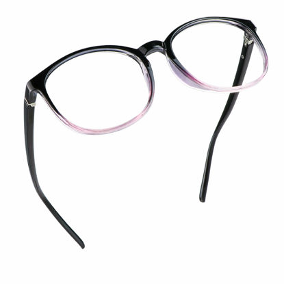 Picture of LifeArt Blue Light Blocking Glasses, Anti Eyestrain, Computer Reading Glasses with Spring Hinge, Gaming Glasses, TV Glasses for Women Men, Anti Glare (Black Purple, 1.00 Magnification)