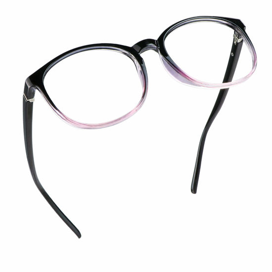 Picture of LifeArt Blue Light Blocking Glasses, Anti Eyestrain, Computer Reading Glasses with Spring Hinge, Gaming Glasses, TV Glasses for Women Men, Anti Glare (Black Purple, 1.00 Magnification)