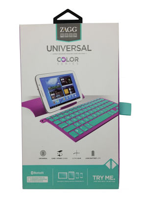 Picture of ZAGGkeys Case and Micro USB Wired Keyboard Made for for Android Smartphones and Micor USB Devices - Berry/Aqua