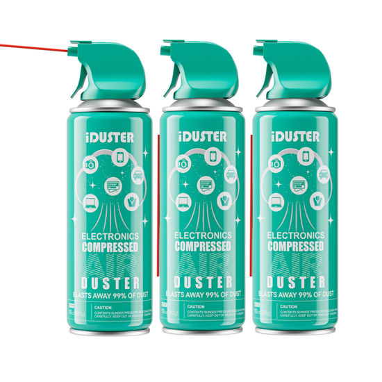 Picture of iDuster Disposable Compressed Air Duster, Computer Keyboard Cleaner,3 Packs