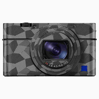 Picture of Kiorafoto Anti-Scratch Camera Body Cover Sticker Protector for Sony RX100 Mark VII RX100M7 Only, Camera Protection Decorative Stickers, Anti-Slide Grip Holder Skin Guard Shield - Light Gray Geometric