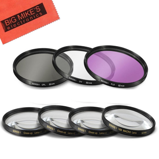 Picture of 52MM 7PC Filter Set for NIKKOR AF-S DX 35mm f/1.8G Lens, Z 40mm f/2, Canon EOS R10 with 18-45mm, EF-S 24mm f/2.8 Lens - Includes 3 PC Filter Kit (UV-CPL-FLD) and 4PC Close Up Filter Set (+1+2+4+10)