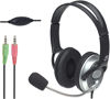 Picture of MANHATTAN Headset with Microphone - with 8 ft Long Cable, Volume Control, 3.5mm Audio and Mic Plug Jacks, Flexible Mic - for Computer, Laptop, Desktop, Call Center - 175555